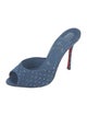 Christian Louboutin Denim Crystal Embellishments Slides