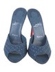Christian Louboutin Denim Crystal Embellishments Slides