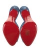 Christian Louboutin Denim Crystal Embellishments Slides