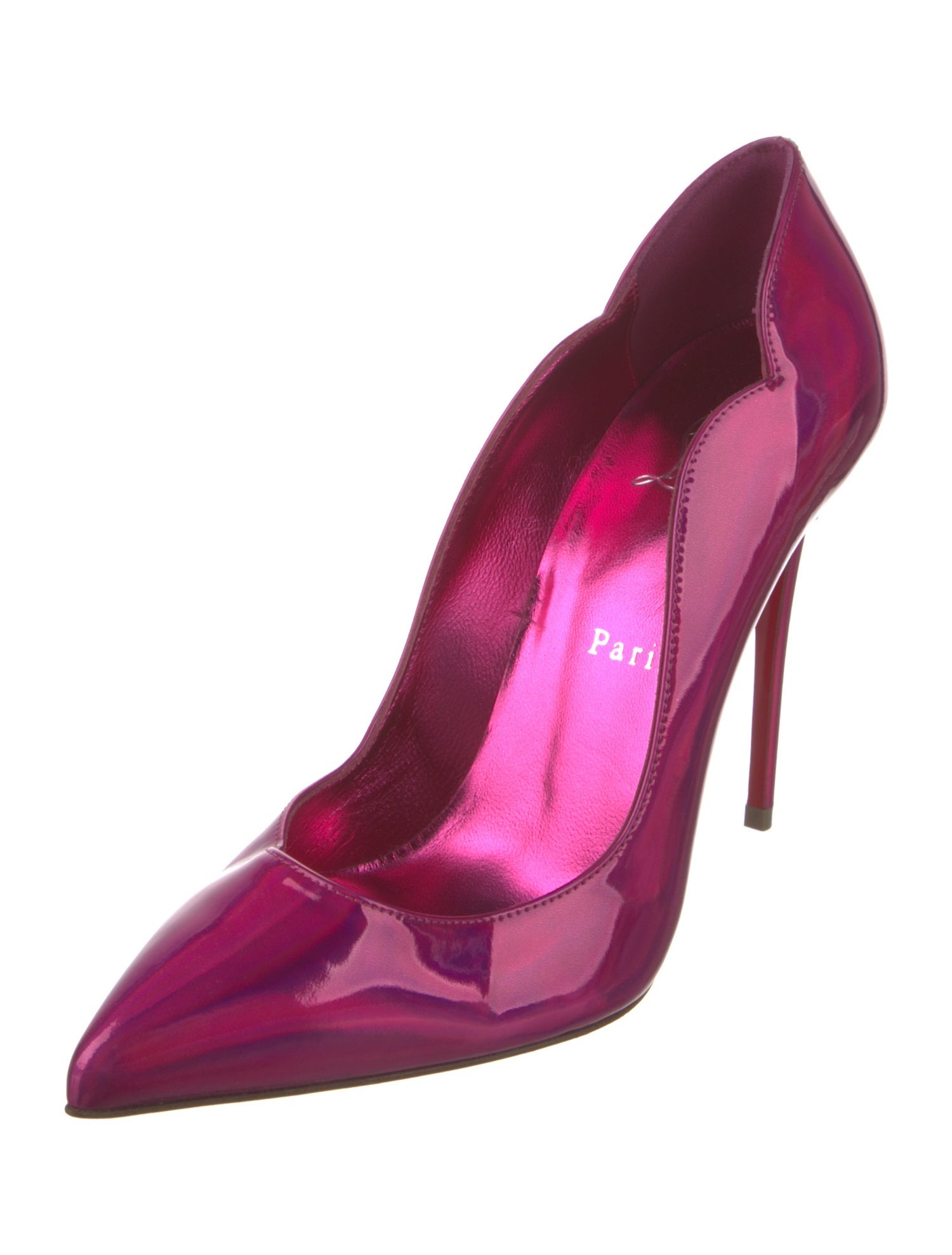 Christian Louboutin Patent Leather Scalloped Accent Pumps