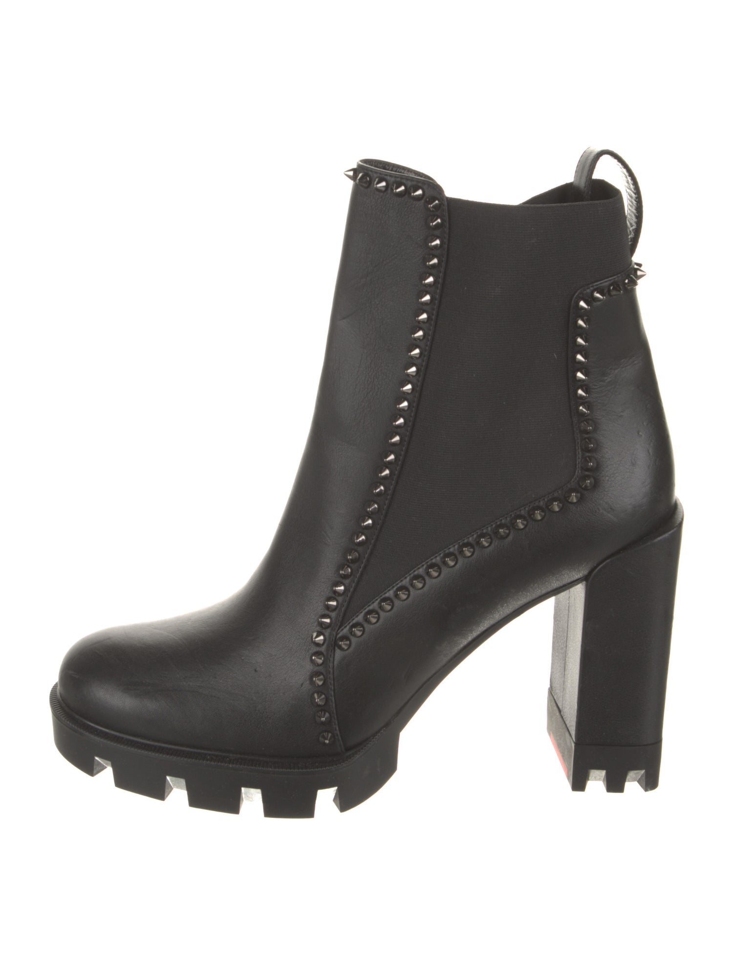 Christian Louboutin Leather Studded Accents Chelsea Boots