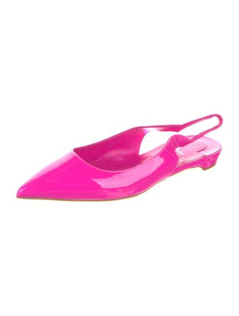 Christian Louboutin Patent Leather Scalloped Accent Slingback Flats