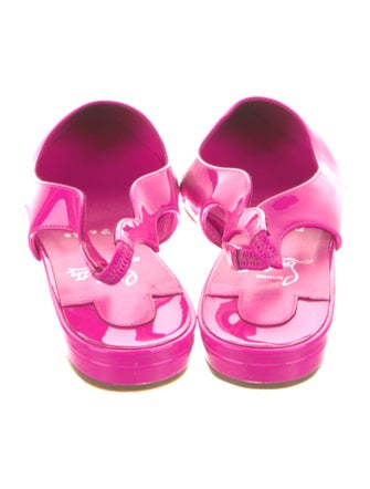 Christian Louboutin Patent Leather Scalloped Accent Slingback Flats