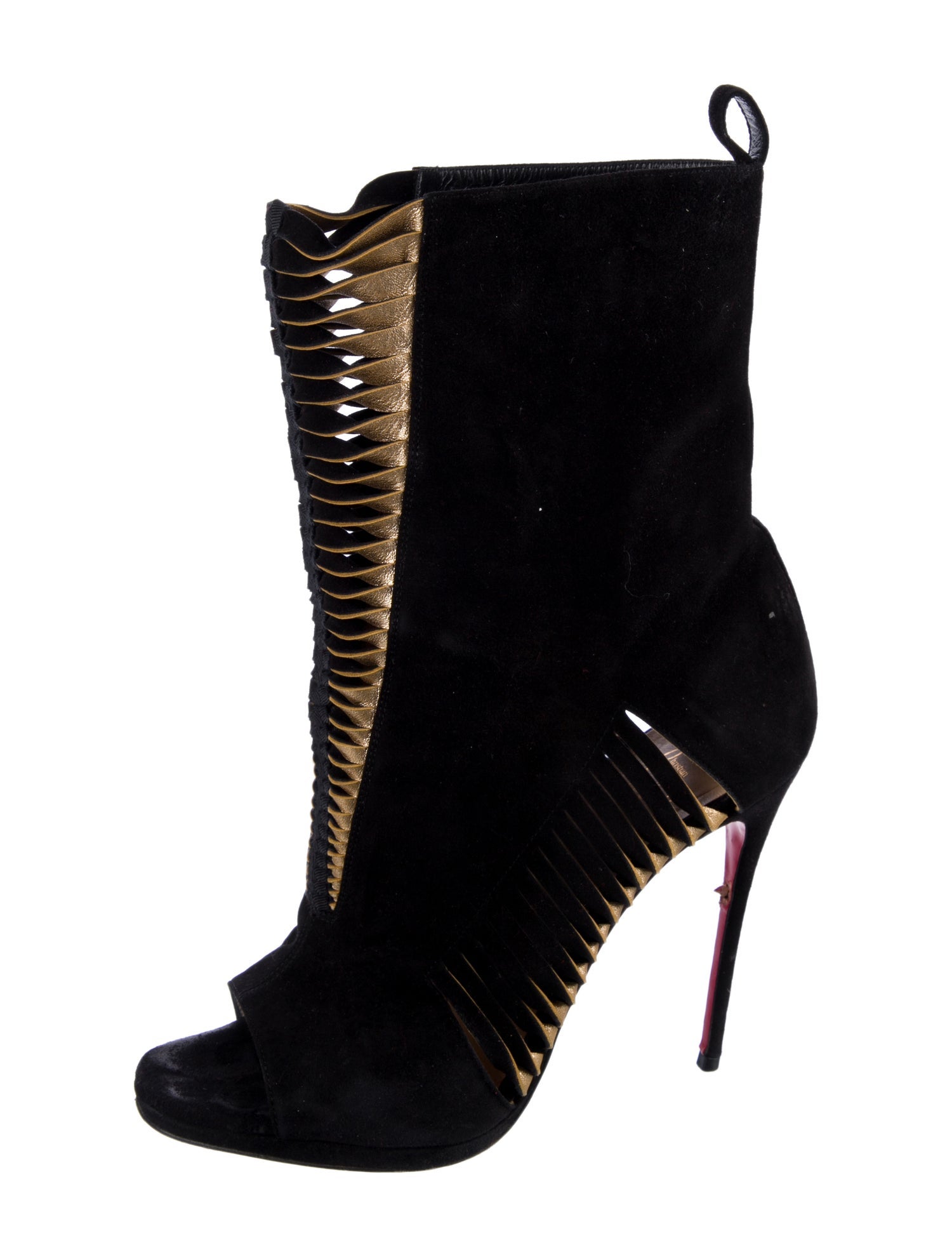 Christian Louboutin Suede Colorblock Pattern Lace-Up Boots