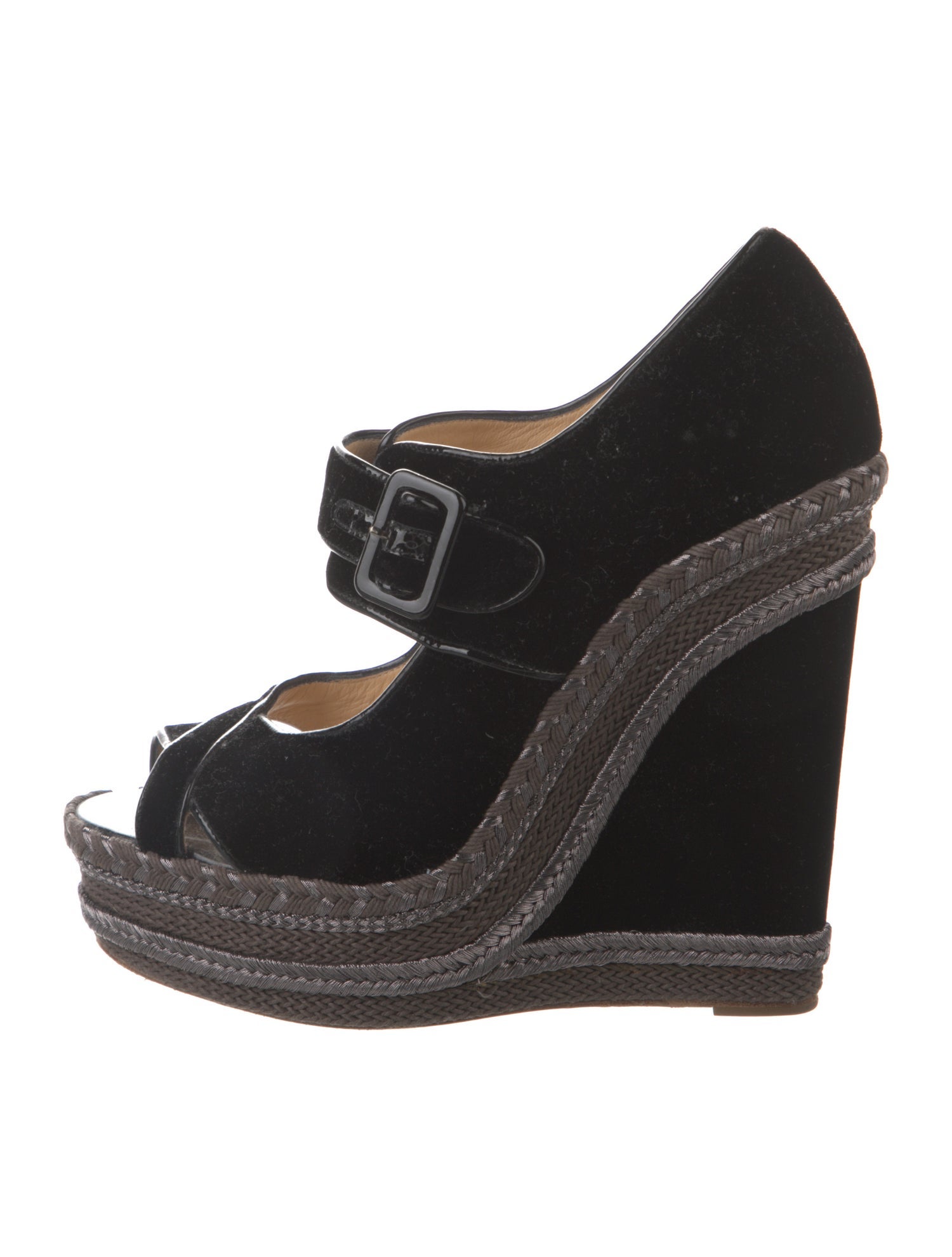 Christian Louboutin Velvet Leather Trim Embellishment Pumps