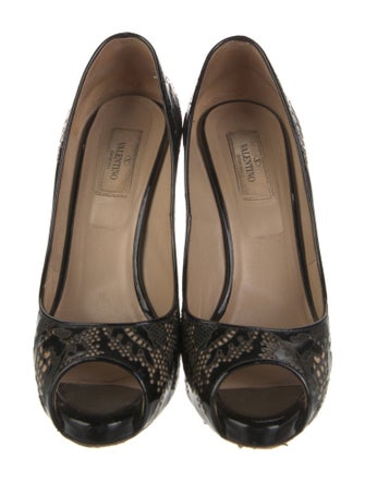 Christian Louboutin Patent Leather Lace Pattern Pumps