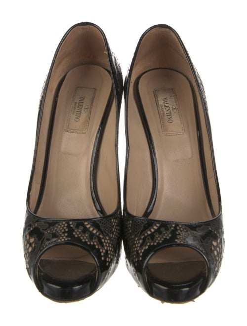 Christian Louboutin Patent Leather Lace Pattern Pumps