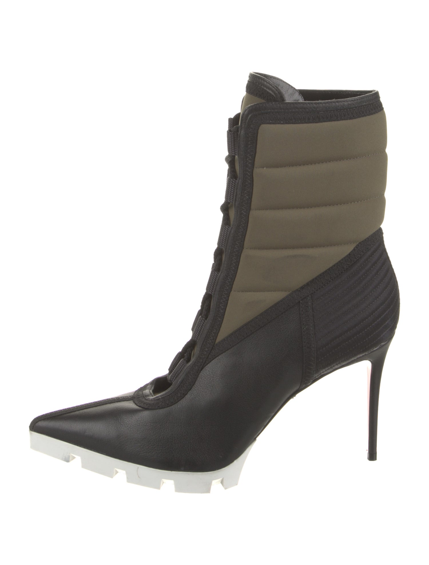Christian Louboutin Nylon Colorblock Pattern Lace-Up Boots