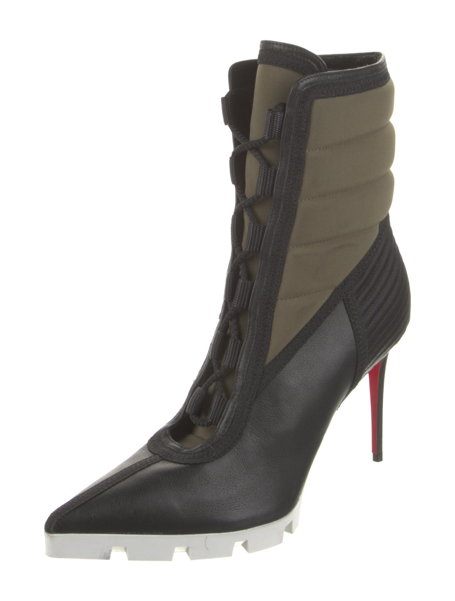 Christian Louboutin Nylon Colorblock Pattern Lace-Up Boots