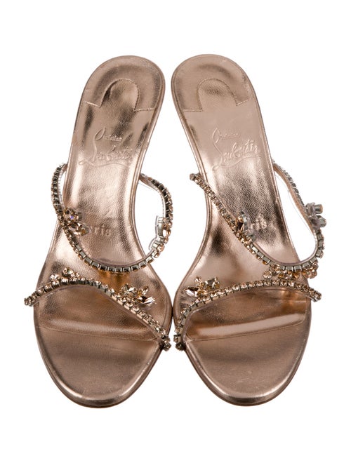 Christian Louboutin Leather Crystal Embellishments Slides