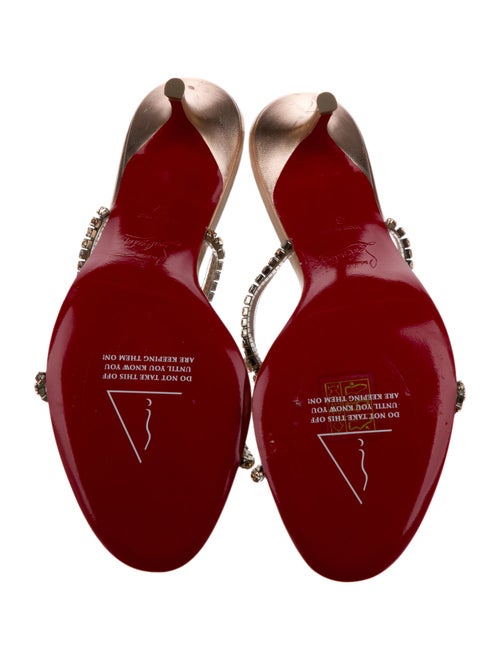 Christian Louboutin Leather Crystal Embellishments Slides