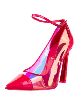 Christian Louboutin Patent Leather Studded Accents Slingback Pumps