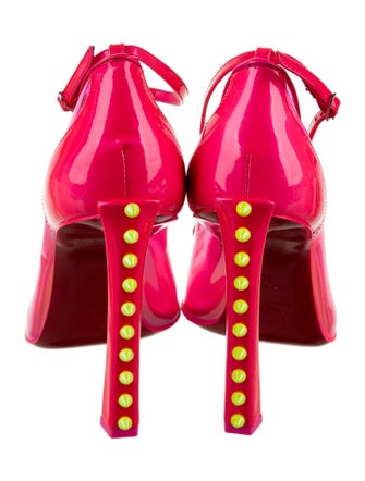 Christian Louboutin Patent Leather Studded Accents Slingback Pumps