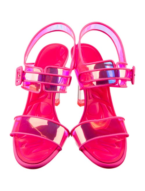 Christian Louboutin PVC Leather Trim Embellishment Slingback Sandals