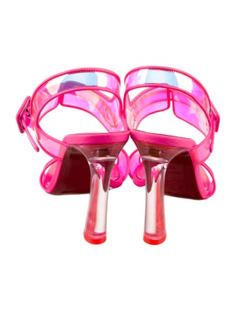 Christian Louboutin PVC Leather Trim Embellishment Slingback Sandals