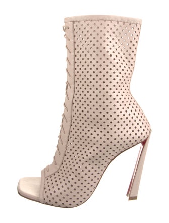 Christian Louboutin Leather Lasercut Accents Lace-Up Boots