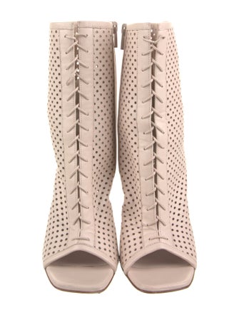 Christian Louboutin Leather Lasercut Accents Lace-Up Boots