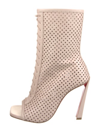 Christian Louboutin Leather Lasercut Accents Lace-Up Boots