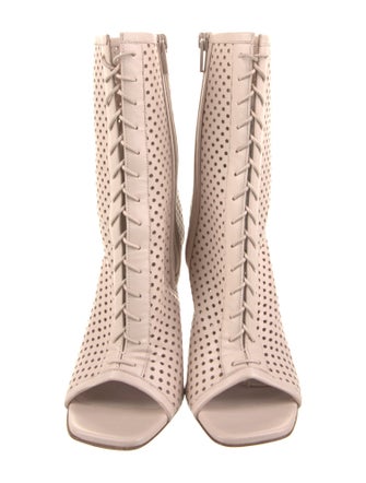 Christian Louboutin Leather Lasercut Accents Lace-Up Boots