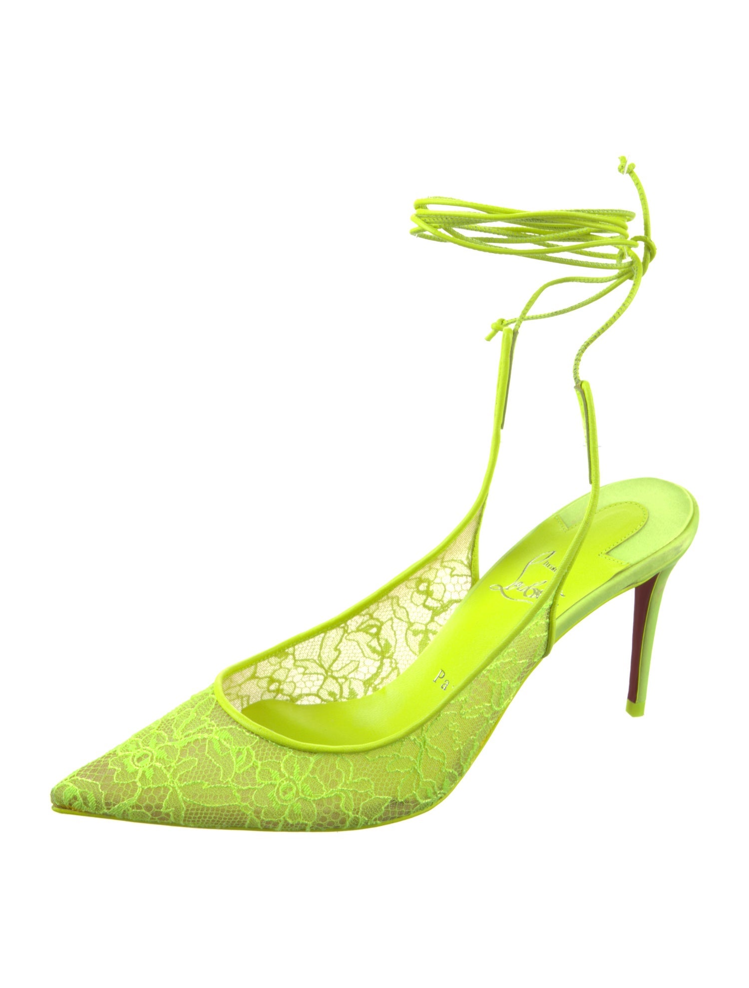 Christian Louboutin Lace Lace Pattern Slingback Pumps