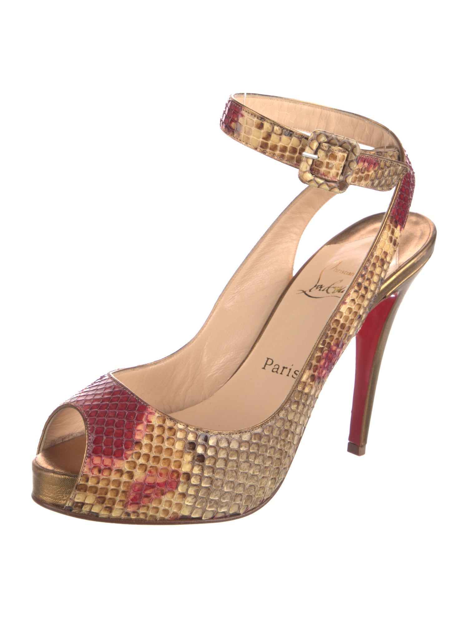 Christian Louboutin Snakeskin Animal Print Slingback Pumps