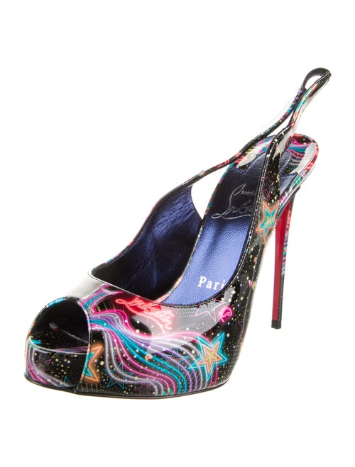 Christian Louboutin Patent Leather Printed Slingback Sandals