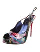 Christian Louboutin Patent Leather Printed Slingback Sandals