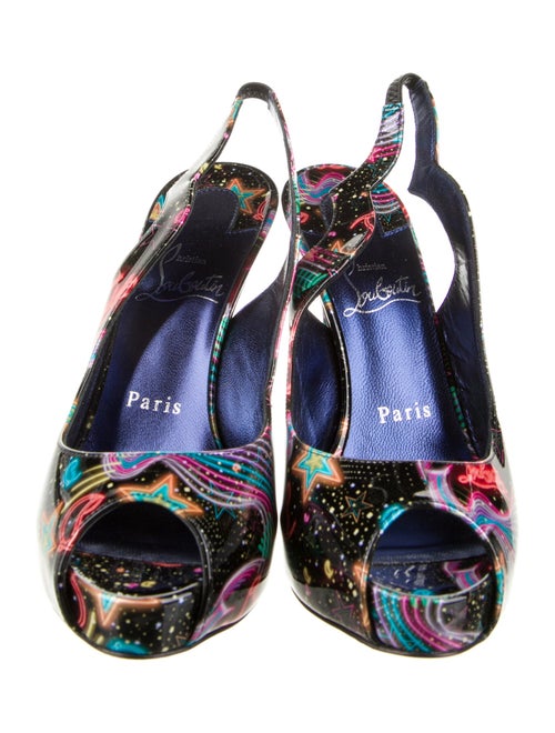 Christian Louboutin Patent Leather Printed Slingback Sandals
