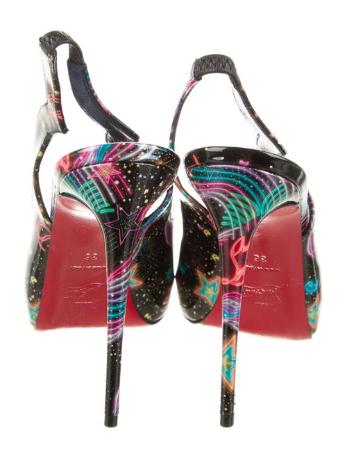 Christian Louboutin Patent Leather Printed Slingback Sandals