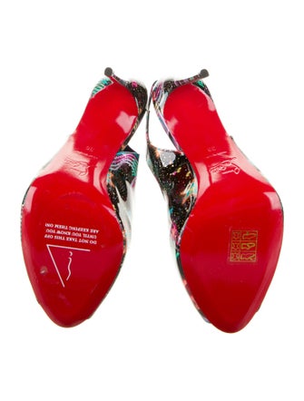 Christian Louboutin Patent Leather Printed Slingback Sandals