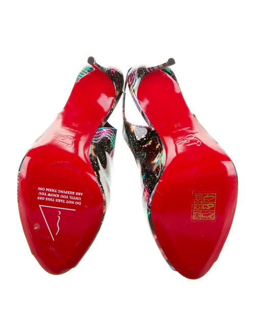 Christian Louboutin Patent Leather Printed Slingback Sandals