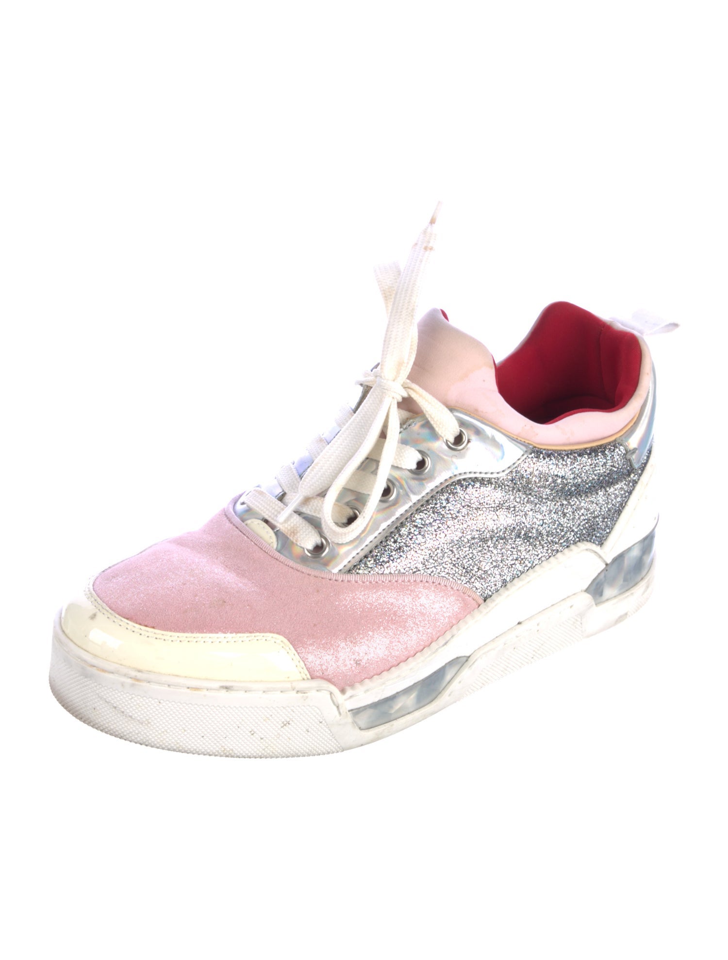 Christian Louboutin Leather Colorblock Pattern Athletic Sneakers