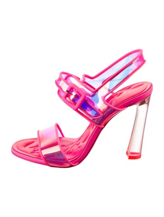 Christian Louboutin PVC Leather Trim Embellishment Slingback Sandals