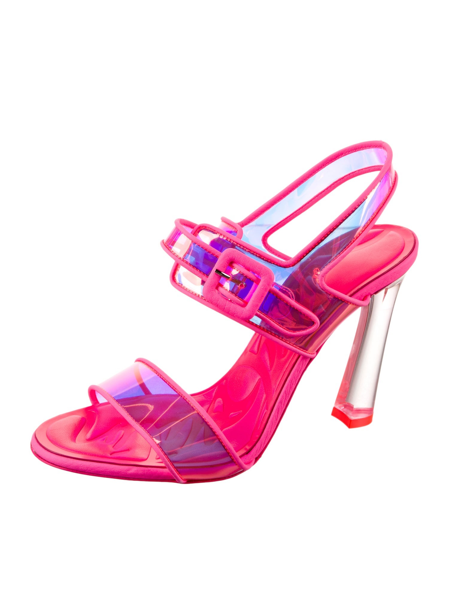 Christian Louboutin PVC Leather Trim Embellishment Slingback Sandals