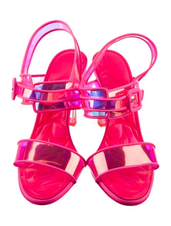 Christian Louboutin PVC Leather Trim Embellishment Slingback Sandals