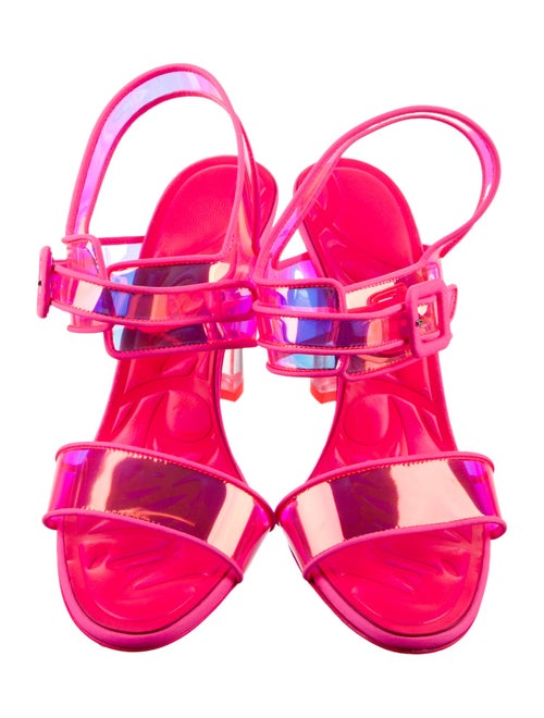 Christian Louboutin PVC Leather Trim Embellishment Slingback Sandals