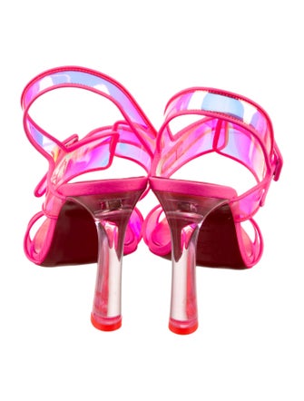 Christian Louboutin PVC Leather Trim Embellishment Slingback Sandals