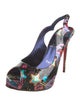 Christian Louboutin Patent Leather Printed Slingback Pumps