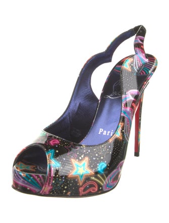 Christian Louboutin Patent Leather Printed Slingback Pumps
