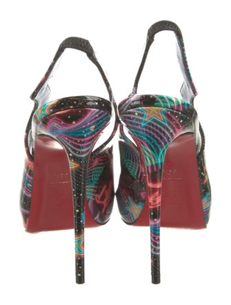 Christian Louboutin Patent Leather Printed Slingback Pumps