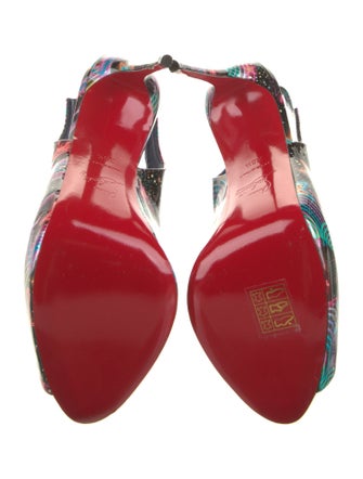 Christian Louboutin Patent Leather Printed Slingback Pumps