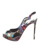 Christian Louboutin Patent Leather Printed Slingback Sandals