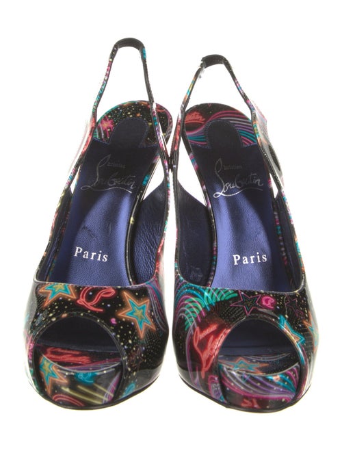 Christian Louboutin Patent Leather Printed Slingback Sandals