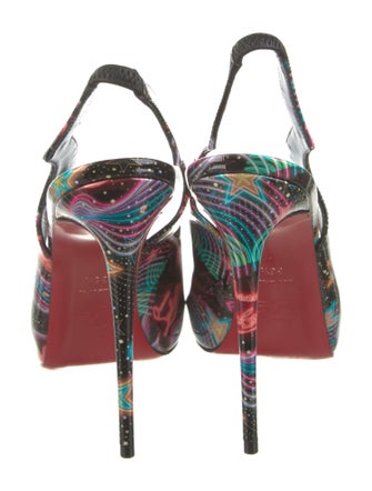 Christian Louboutin Patent Leather Printed Slingback Sandals