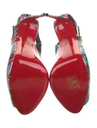 Christian Louboutin Patent Leather Printed Slingback Sandals