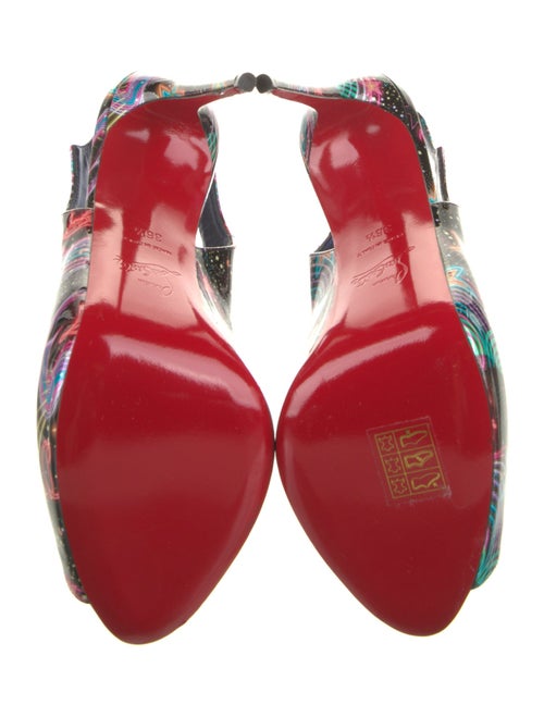 Christian Louboutin Patent Leather Printed Slingback Sandals