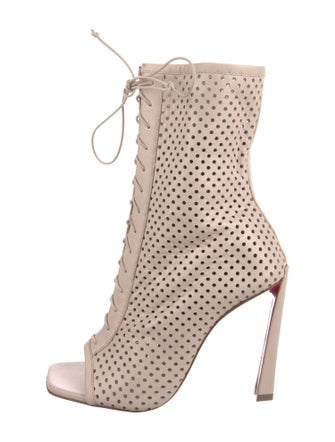 Christian Louboutin Leather Lasercut Accents Lace-Up Boots