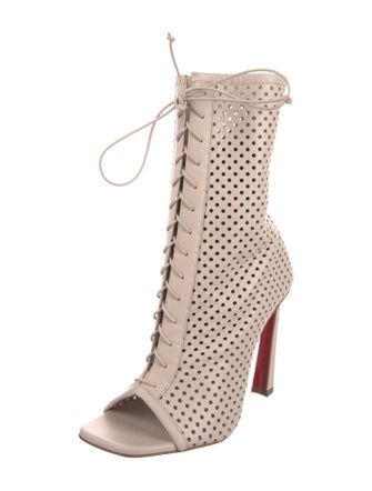 Christian Louboutin Leather Lasercut Accents Lace-Up Boots