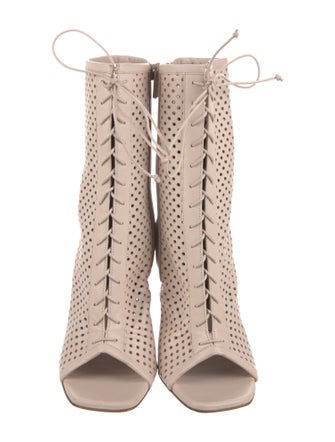 Christian Louboutin Leather Lasercut Accents Lace-Up Boots
