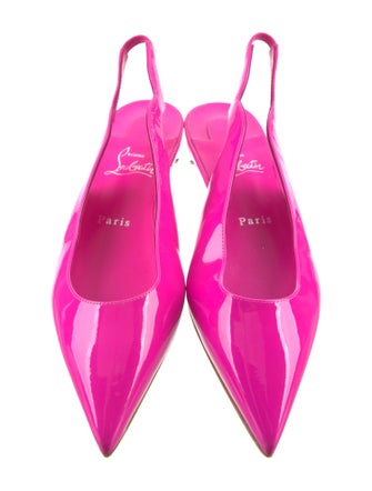 Christian Louboutin Patent Leather Scalloped Accent Slingback Flats